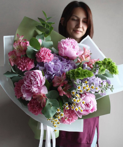 Букет авторский с пионами "Моя Мишель" №4952