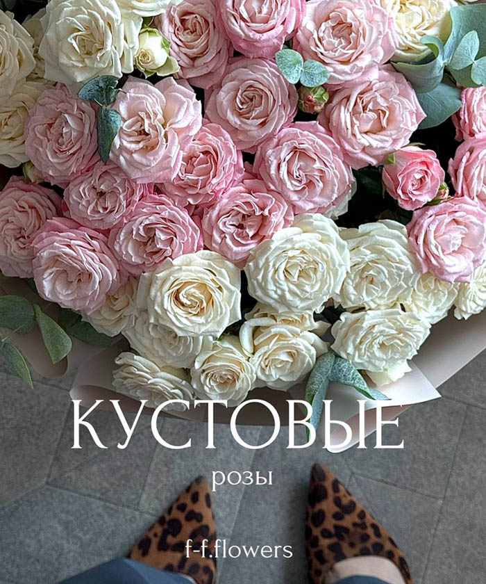 9 кустовых роз Мадам Бомбастик и Софи с эвкалиптом №4546